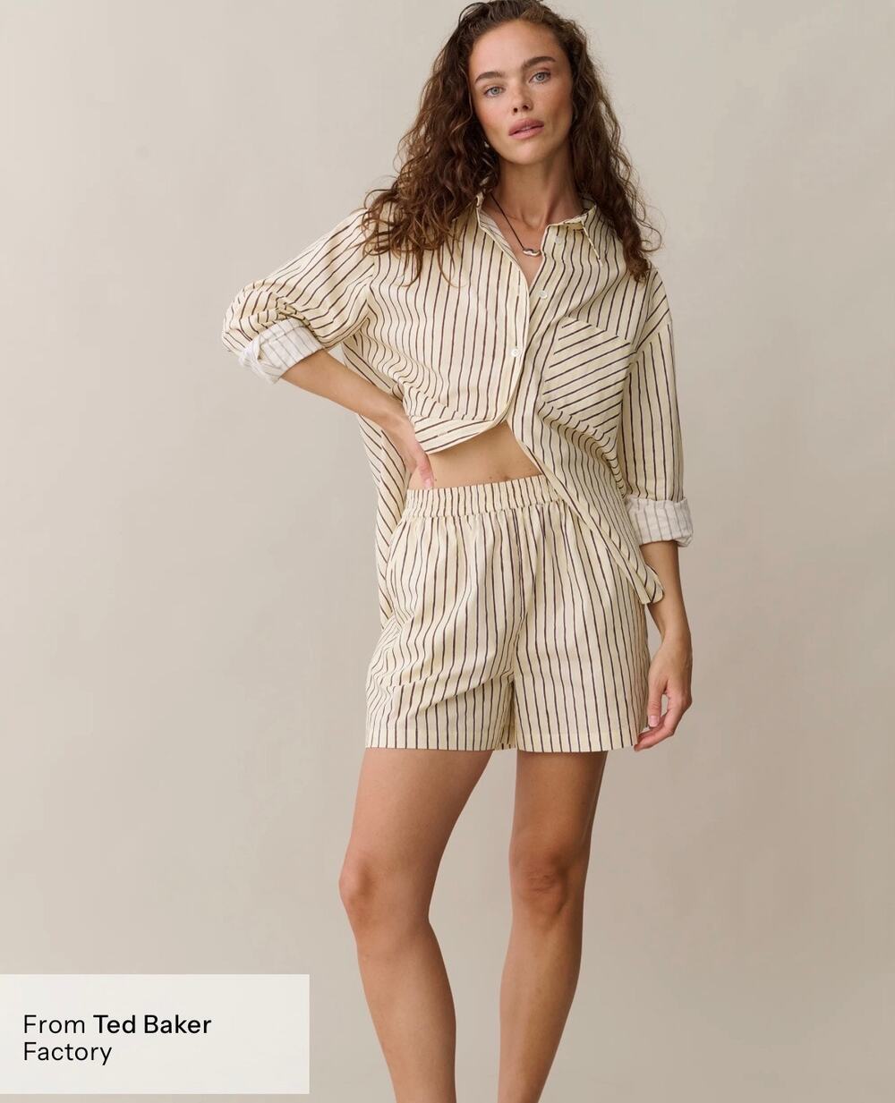 New few Moda Caara Essie shorts butter cacao stripe sz M